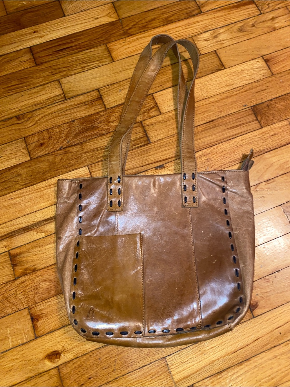 Everyday Tan Leather Tote with Front Slip Pocket